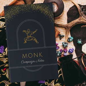 D&D Monk Class Notebook | Dungeons and Dragons Spell Book Journal | Campaign Notes for DM | DnD Hardcover Journal Matte