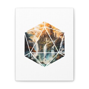 A World within the Dice | Fantasy Landscape Image with Waterfall and Castle | D&D Artwork | Experience New Realms