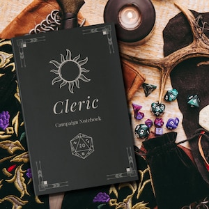 D&D Cleric Class Notebook | Dungeons and Dragons Class Journal Spell Book | Campaign Notes for 5E Class | Hardcover Journal