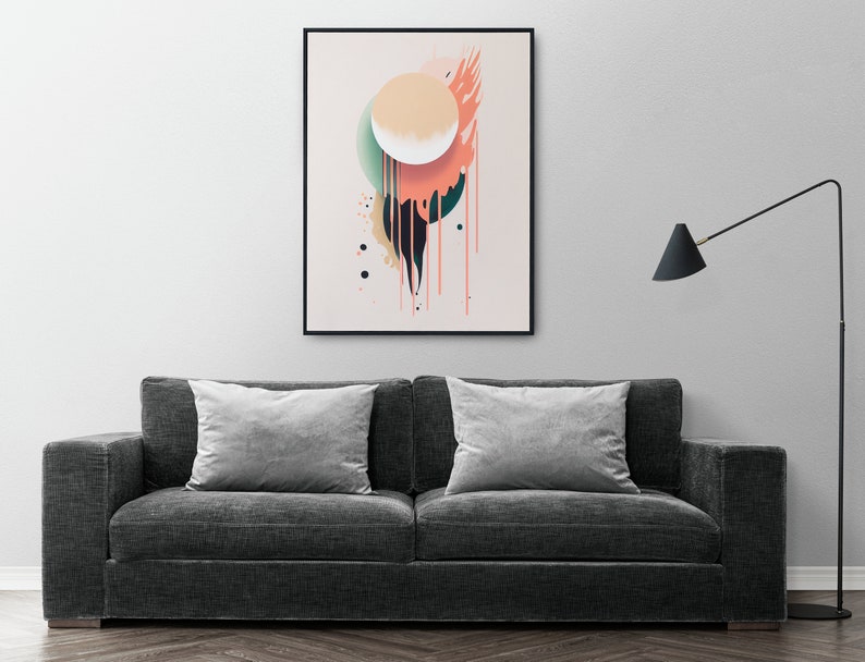 Boho Moon Abstract Minimalist Drip Paint Art Relaxing Wall - Etsy