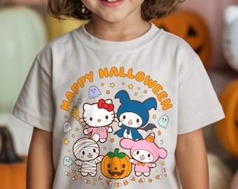 Halloween Kitty Shirt, Pumpkin Kitty Shirt, Spooky Season Hello Cat Tee, Scary Kawaii Tee, Kitty Fall Shirt, Hello Cat Witch Tee, Ghost Cat