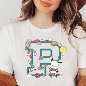 Moletom com estampa de gatinho, camiseta Pochacco, camiseta Hello Cat, camiseta Kawaii, camiseta do grupo Kitty, camiseta de aniversário Hello Cat, camiseta com letras B