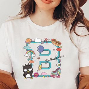 Moletom com estampa de gatinho, camiseta inspirada no Y2K, camiseta Hello Cat, camiseta Kawaii, camiseta do grupo Kitty, camiseta de aniversário Hello Cat, letra B