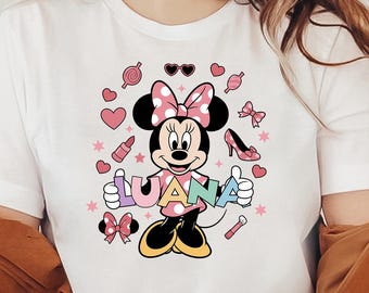 Custom Name Disney Shirt, Minnie Family Matching Shirts, Birthday Kids Disney Shirt, Personalized Minnie Mouse Tee, Customize Minnie Shirt