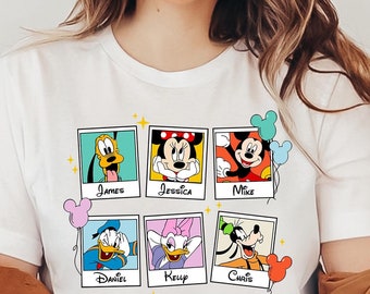Custom Name Mickey and Friends T-shirt, Personalized Disney Family Matching Tee, Kids Toddler Disneyland Holiday Family Gift, Birthday Tee