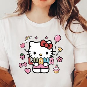 Kitty Birthday Shirt, Custom Kitty Shirt, Hello Birthday Kitty, Hello Cat Birthday Tee, Hello Cat Customized Tee, Personalized Kitty Tee