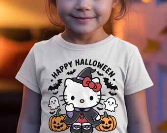Halloween Kitty Shirt, Pumpkin Kitty Shirt, Spooky Season Hello Cat Tee, Scary Kawaii Tee, Kitty Fall Shirt, Hello Cat Witch Tee, Ghost Cat