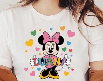 Custom Name Disney Shirt, Minnie Family Matching Shirts, Birthday Kids Disney Shirt, Personalized Minnie Mouse Tee, Customize Minnie Shirt