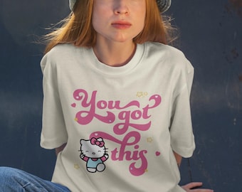 Kitty-shirt, Y2K-geïnspireerd bijpassend shirt, Hello Cat-shirt, kawaii-shirt, Kitty Group-shirt, Hello Cat verjaardagsshirt, You Got This Kitty