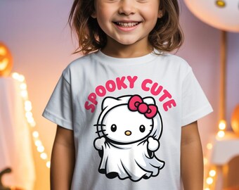 Halloween Kitty Shirt, Ghost Kitty Shirt, Spooky Season Hello Cat Tee, Scary Kawaii Tee, Kitty Fall Shirt, Hello Cat Spooky Cute Tee