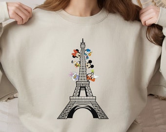 Disneyland Paris Mickey and Minnie Sweatshirt Hoodie & Shirt, Eiffel Tower Mickey and Minnie Sweatshirt, Disney Paris Vacation Sweatshirt