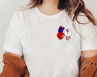 Shirt sweatshirt & hoodie Spiderman en Kitty, shirt Kitty Spiderman paar, Y2K geïnspireerd bijpassend paar, shirt Hello Cat, kawaii shirt