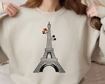 Disneyland Paris Mickey and Minnie Sweatshirt Hoodie & Shirt, Eiffel Tower Mickey and Minnie Sweatshirt, Disney Paris Vacation Sweatshirt