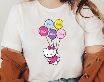 Sudadera con capucha y camiseta de Kitty, camiseta a juego inspirada en el año 2000, camiseta de Hello Cat, camiseta kawaii, camiseta de grupo de Kitty, camiseta de cumpleaños de Hello Cat
