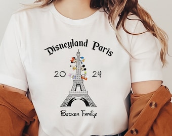 Disneyland Parijs Mickey en Minnie-sweater met capuchon en shirt, Eiffeltoren-sweatshirt Mickey en Minnie, gepersonaliseerd vakantieshirt Disney Parijs
