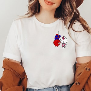 Spiderman and Kitty Shirt Sweatshirt & Hoodie, Kitty Spiderman Couple Shirt, Y2K Inspired Matching Couple, Hello Cat Shirt, Kawaii Shirt