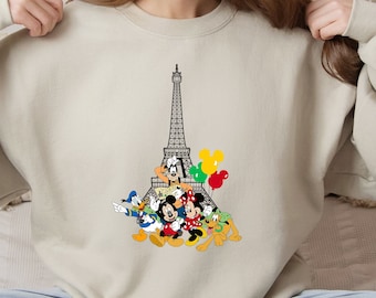 Disneyland Paris Mickey and Minnie Sweatshirt Hoodie & Shirt, Eiffel Tower Mickey and Minnie Sweatshirt, Disney Paris Vacation Sweatshirt
