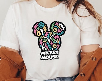 Disney Mickey Mouse Head Shirt For Men & Women, Mickey Mouse Ears Tshirt, Colorful Mickey Mouse, Disney Family Shirts, Disney Vacation Tee