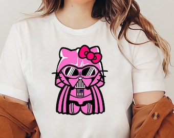 Bluza z kapturem i bluza z kapturem Kitty, inspirowana Y2K pasująca koszulka, koszulka Hello Cat, koszulka Kawaii, koszulka Kitty Group, koszulka Hello Cat Darth Vader