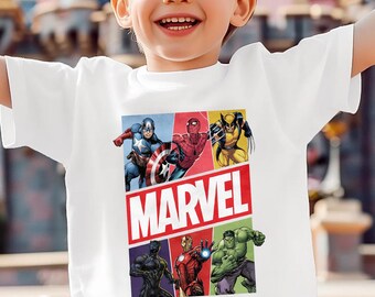 Marvel Superhero Kids Shirt, Captain America Spider Man Wolverine Tee, Black Panther Iron Man Hulk Shirt, Avengers Kids Tee