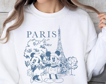 Sweater Mickey & Minnie in Paris, vakantiehoodie Disney Paris, sweater Disneyland Parijs-gezinsreis