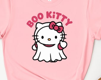 Shirt Halloween Kitty, Shirt Pumpkin Kitty, Spooky Season Hello Cat T-shirt, Scary Kawaii Tee, Kitty Fall Shirt, Hello Cat Witch T-shirt, Ghost Cat