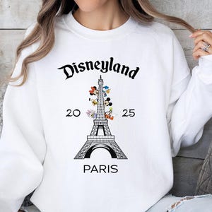Sudadera con capucha y camiseta de Mickey y Minnie de Disneyland París, sudadera de Mickey y Minnie de la Torre Eiffel, sudadera de vacaciones en Disney París