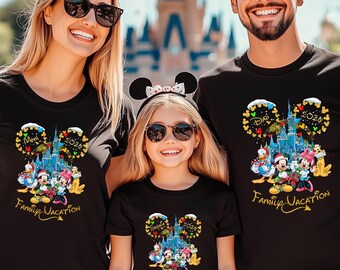 Custom Glitter Disney Family Vacation Shirt, Matching Disneyland Trip Tee, Personalized Disney Family Shirt, Christmas Castle Vacation 2026