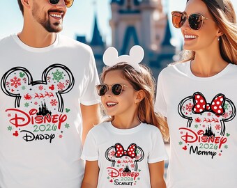 Personalized Disney Christmas Shirt, Mickey Minnie Family Vacation Tee, Matching Disneyland Holiday T-Shirt, Custom Name Christmas 2026 Tee