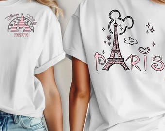 Benutzerdefinierte Disney Paris Familie Passendes Shirt, Disneyland Paris Reise Shirt, Eiffelturm Mickey und Freunde T-Shirt, 2026 Paris Urlaub Shirt
