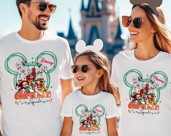 Personalized Disney Christmas Shirt, Mickey Minnie Christmas Squad Tee, Matching Family Disneyland Holiday T-Shirt, Custom Name Family Tee