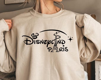 Disneyland Parijs-sweater en hoodie, Disney-sweater Eiffeltoren, Disney Paris vakantie-sweater, eenvoudige basis hoodie Disneyland Parijs