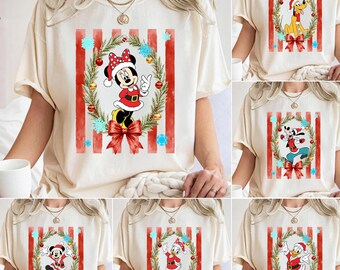 Disney Christmas Shirt, Mickey Minnie Goofy Pluto Holiday Tee, Donald Daisy Christmas Wreath Shirt, Matching Family Disney World Tee