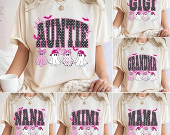 Halloween Family Shirt, Auntie Gigi Grandma Nana Mimi Mama Tee, Cute Ghost Halloween Shirt, Matching Family Spooky Season T-Shirt