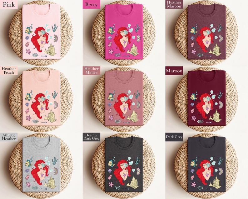 Shirt kleine zeemeermin, shirt Ariel, sweatshirt Disney prinses, zeemeermin zee-matching, shirt prinses Ariel, cadeau voor meisje, cadeau voor haar afbeelding 6
