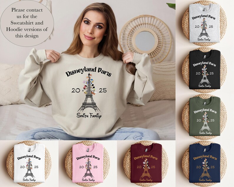 Custom Disney Paris Family Matching Shirt, Disneyland Paris Trip Shirt, Eiffel Tower Mickey and Friends Tee, 2025 Paris Vacation Shirt image 7
