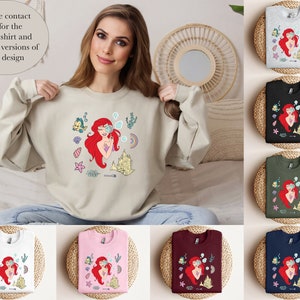 Shirt kleine zeemeermin, shirt Ariel, sweatshirt Disney prinses, zeemeermin zee-matching, shirt prinses Ariel, cadeau voor meisje, cadeau voor haar afbeelding 8