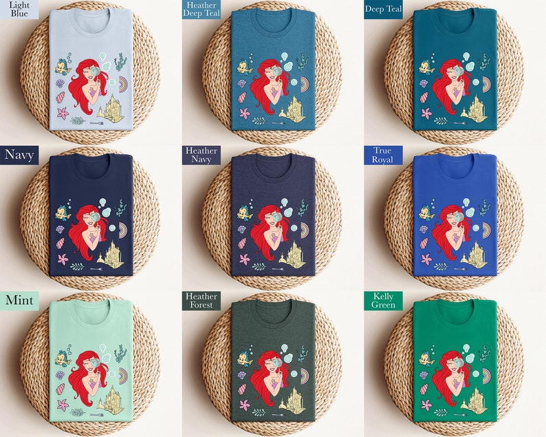Shirt kleine zeemeermin, shirt Ariel, sweatshirt Disney prinses, zeemeermin zee-matching, shirt prinses Ariel, cadeau voor meisje, cadeau voor haar afbeelding 7