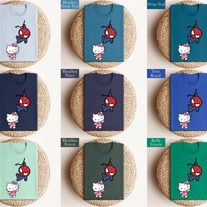 Spiderman and Kitty Shirt Sweatshirt & Hoodie, Kitty Spiderman Couple Shirt, Y2K Inspired Matching Couple, Hello Cat Shirt, Kawaii Shirt image 7