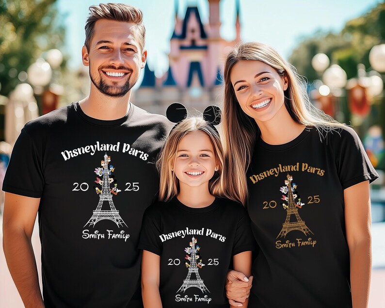 Custom Disney Paris Family Matching Shirt, Disneyland Paris Trip Shirt, Eiffel Tower Mickey and Friends Tee, 2025 Paris Vacation Shirt image 2