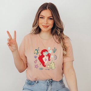 Shirt kleine zeemeermin, shirt Ariel, sweatshirt Disney prinses, zeemeermin zee-matching, shirt prinses Ariel, cadeau voor meisje, cadeau voor haar afbeelding 3