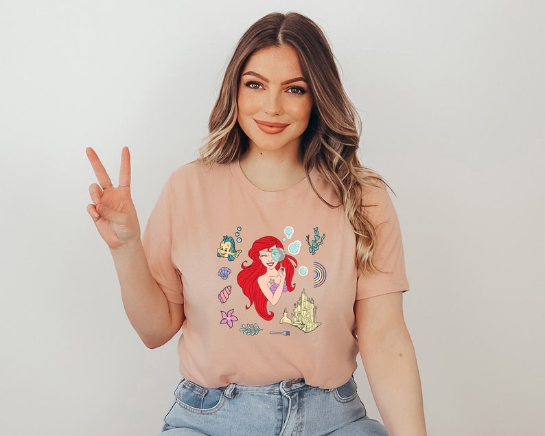 Shirt kleine zeemeermin, shirt Ariel, sweatshirt Disney prinses, zeemeermin zee-matching, shirt prinses Ariel, cadeau voor meisje, cadeau voor haar afbeelding 3