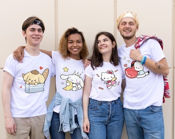 Camiseta personalizada de Kitty, camiseta inspirada en el Año 2000, camiseta de Hello Cat, camiseta grupal de Kawaii Kitty, camiseta de cumpleaños de Hello Cat, camiseta a juego familiar de Hello Cat