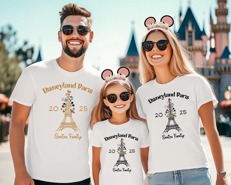Custom Disney Paris Family Matching Shirt, Disneyland Paris Trip Shirt, Eiffel Tower Mickey and Friends Tee, 2025 Paris Vacation Shirt image 3