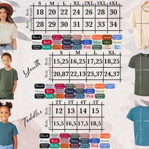 a group of children's clothing sizes and measurements