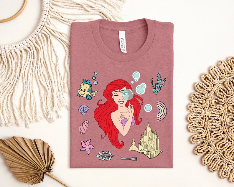Shirt kleine zeemeermin, shirt Ariel, sweatshirt Disney prinses, zeemeermin zee-matching, shirt prinses Ariel, cadeau voor meisje, cadeau voor haar afbeelding 5