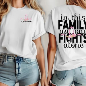 Cancer Support Shirts, Familien-Krebs-Shirt, In dieser Familie kämpft niemand allein, Krebs-Team-Shirts, Krebsgruppen-Shirt, unser Krieger-Shirt
