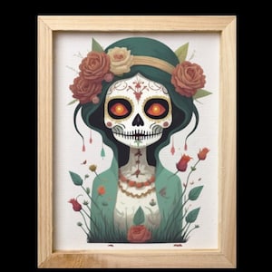 Halloween Downloads SVG, Cute Catrina PNG, Dia de Muertos Download, Sublimation, Halloween Mexican Catrina Digital Artwork