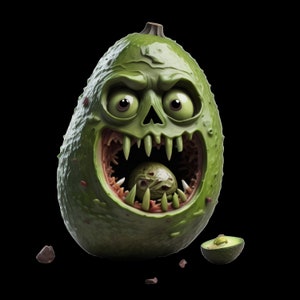 Halloween Downloads SVG, Halloween Food, Zombie Avocado, Monster Avocado, Mexican Halloween Food, Avocado Zombie PNG, Funny, Sublimation