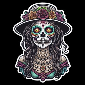 Halloween Downloads SVG, Sticker Catrina PNG, Sticker Zombie Catrina, Sublimation, Halloween Mexican Dead Sticker Catrina Digital Artwork